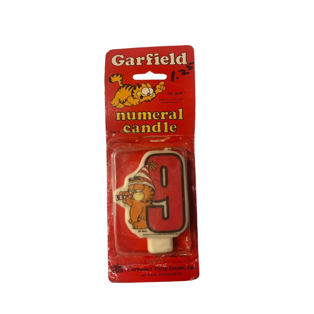 Vintage 1978 Garfield Numeral Candle Number 9 Birthday Party Favor New NIP